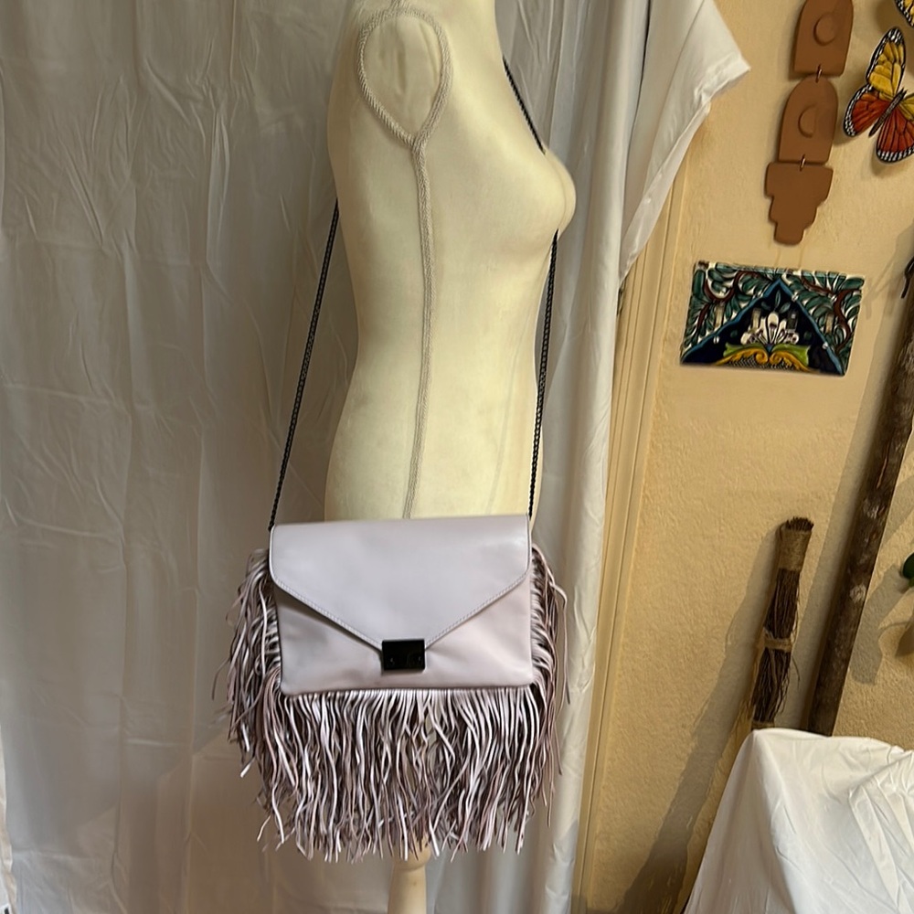 NWT Authentic Loeffler Randall Leather Fringe Shoulder Bag